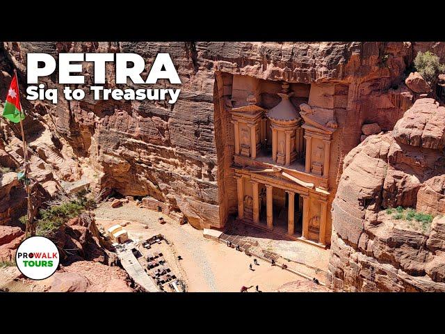 Petra - Walking the Siq to the Treasury - 4K with Captions - March 2022