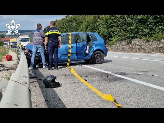 Accident motocicleta cu autoturism centura Gherla (Cluj) 5 08 2024