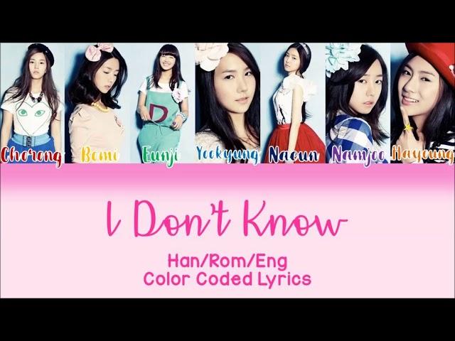 Apink (에이핑크) - I don't Know (몰라요) [HAN-ROM-ENG Colored Coded Lyrics]