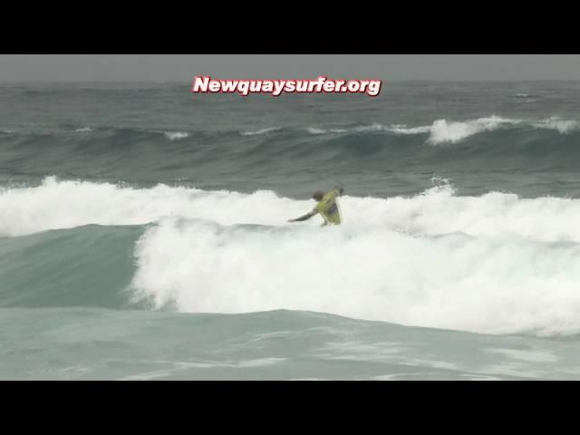 Newquay Boardmasters 2010 - Johnny Fryer surfing in rain & mist at - UK surfer