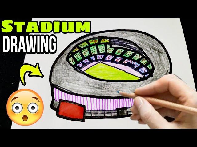 How to draw a Football Stadium - Stadium Drawing - SHN Best Art
