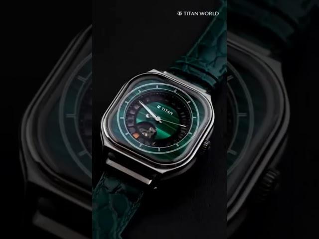 Titan Stellar Automatic Malachite Dial Leather Strap Watch for Men#watch #titan