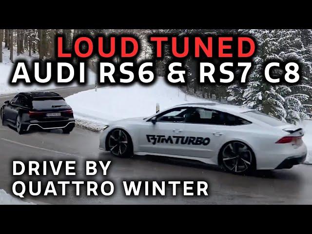 CRAZY DRIVE BY - AUDI RS6 & RS7 C8 - Sound Tuning Exhaust + DOWNPIPE + PURE SOUND im Winter - BTM TB