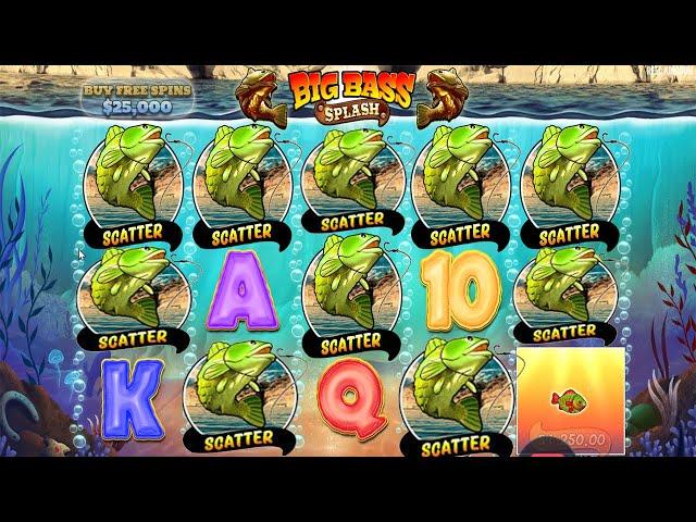 BIG BASS SPLASH - CRAZY PLAY - 2 TIMES 5 SCATTERS - BIG WIN WITH 3X MULTIPLIER - SO MUCH SPINS