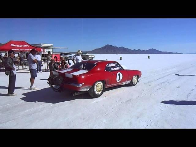 Big Red Camaro Leaving the Start Line at Bonneville 2013