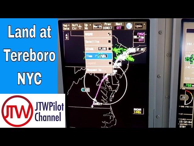 Cockpit view landing Teterboro Corporate Jet