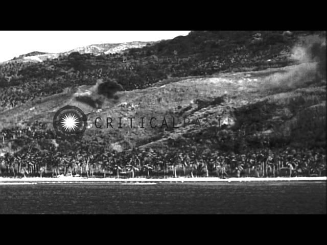 Shells explode on the coast of Guam in the Pacific Ocean. HD Stock Footage