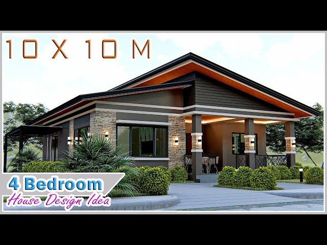 SMALL HOUSE DESIGN| 10x10 Meters (32.8 x 32.8 ft) | 4 Bedroom House