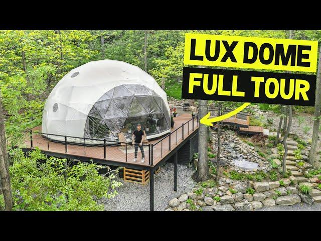 LUXURY GEODESIC GLAMPING DOME w/ WATERFALL! Tiny Home Airbnb Full Tour