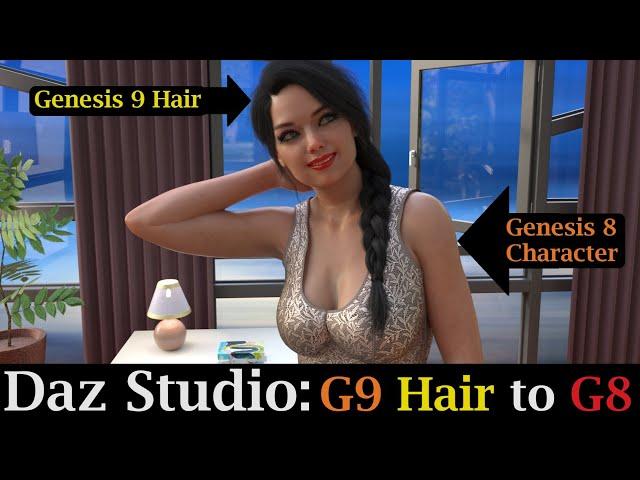 Daz Studio: Convert Genesis 9 Hair to Genesis 8!!!