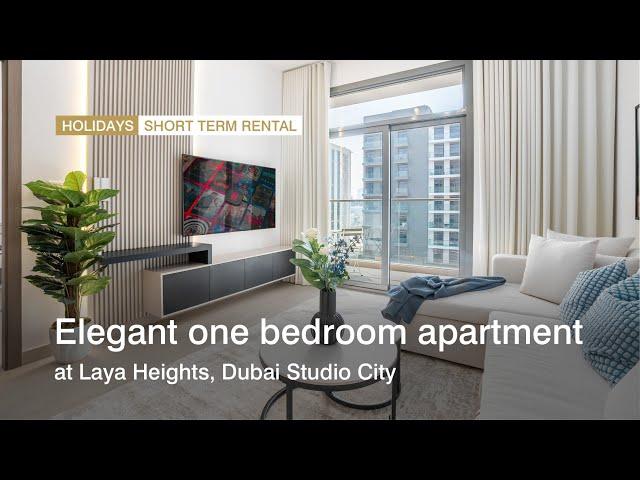 Elegant one bedroom apartment at Laya Heights, Dubai Studio City | haus & haus Holiday Homes