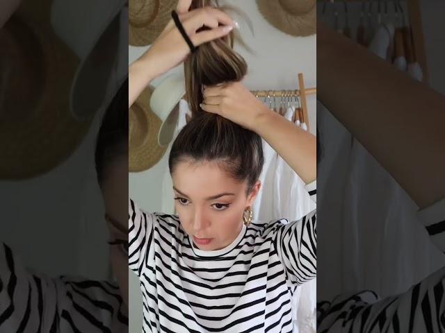 Astuce coiffure: chignon haut  hairstyle hack : high bun #hairhack #astucecoiffure #tutocoiffure