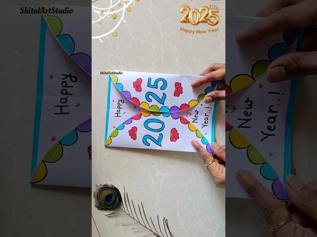 Easy & Beautiful Happy New Year Card 2025 using White Paper#diy #newyear #youtubeshorts #shorts