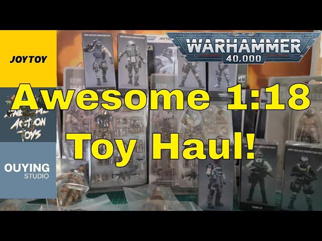 Awesome 1:18 scale action figure haul - Warhammer 40k, Battle for the Stars, Planet Green Valley etc