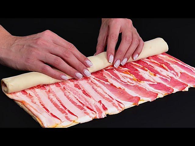 No more pizza needed!Magical puff pastry rolls with bacon!