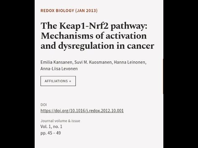 The Keap1-Nrf2 pathway: Mechanisms of activation and dysregulation in cancer | RTCL.TV