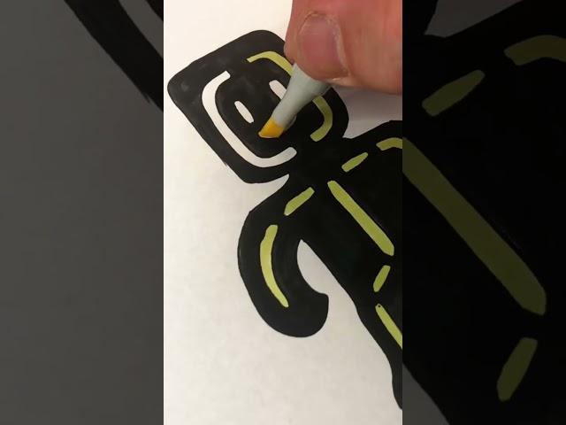 Drawing Glowman from Stumble Guys using Copic and Posca Markers