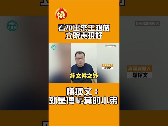 看不出來王鴻薇立院表現好　陳揮文：就是傅崐萁的小弟