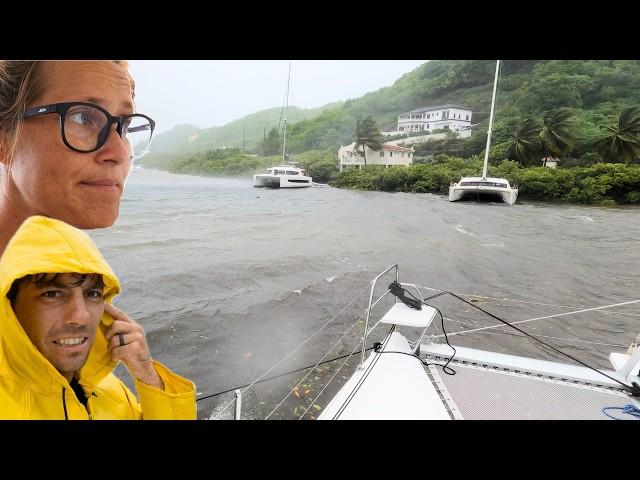 Riding out Record Breaking HURRICANE BERYL on our Catamaran in Grenada Mangroves (ONE HOUR Extended)