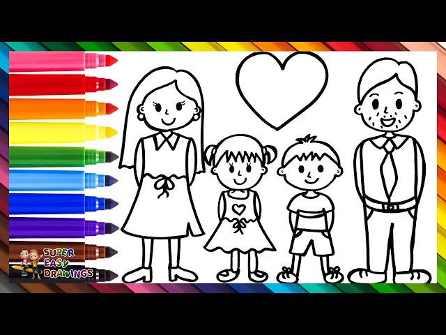 Drawing And Coloring A Family  Drawings For Kids