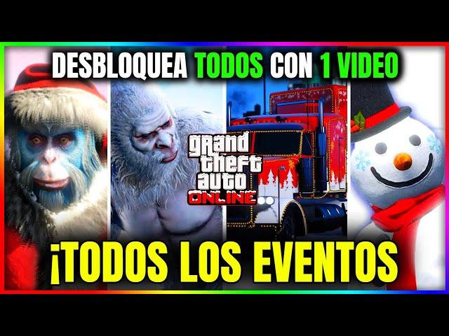 TODOS Los EVENTOS De NAVIDAD GTA 5 ONLINE! COMO DESBLOQUEAR TODOS! GOOCH, YETI, ARMA, MUÑECO NIEVE..