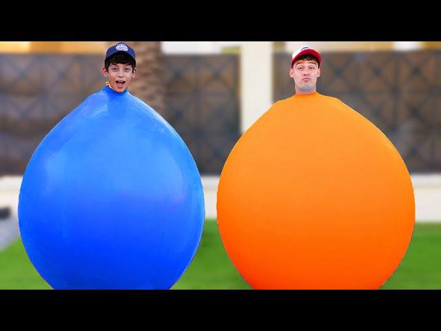 Jason and Alex Sharing Adventure with Funny Lifesize Balloons