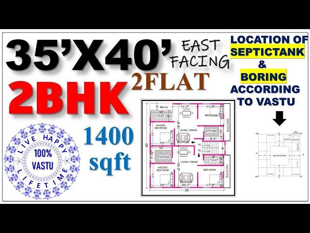 35x40 east facing house plan || 35*40 east facing house design ||