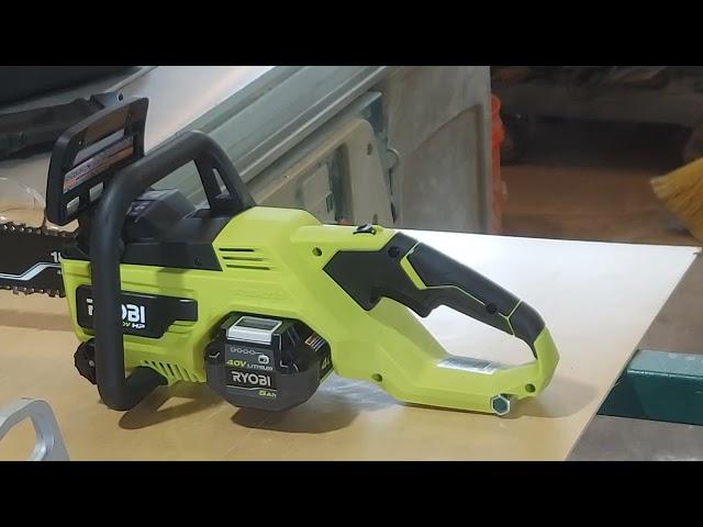 Ryobi 40 volt HP chainsaw unboxing setup, use and review