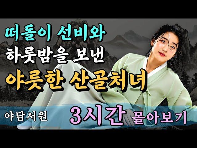 야담서원 3시간 몰아보기 | 떠돌이 선비와 하룻밤을 보낸 야릇한 산골처녀 등  | 야담, 야담이야기, 옛날이야기, 전설, 설화, 민담, 잠잘때듣는이야기, 고금소총