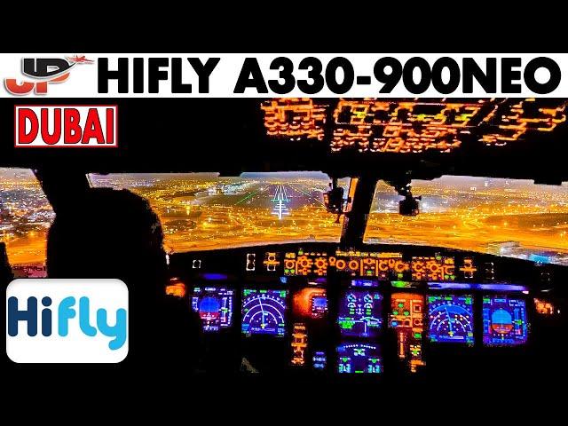 Busy Night Landing at Dubai on Airbus A330-900neo HiFly-Royal Brunei