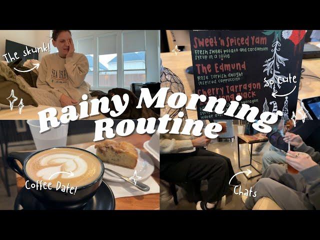 THE SKUNK SPRAYED ALL OVER ME?! Cozy Rainy Morning Routine + Coffee Shop with Friends