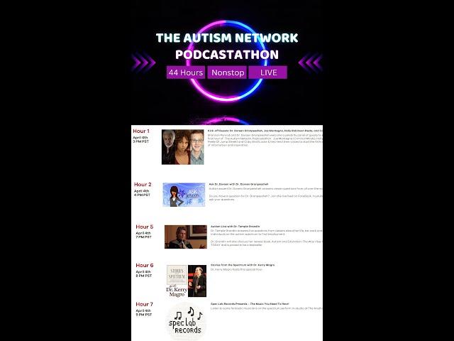 1st Ever Autism Network Podcastathon LIVE today at 3pm! Autism Live