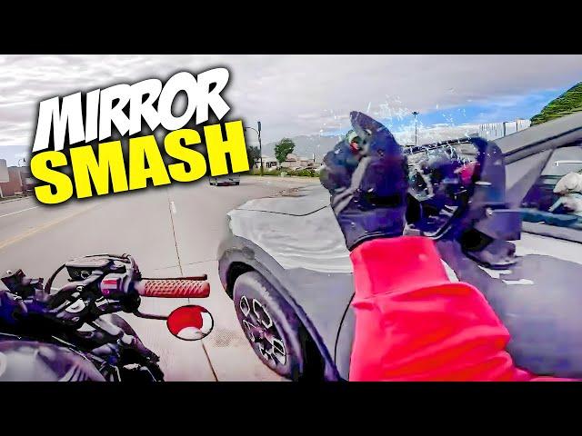 BIKER SMASHES MIRROR | EPIC & CRAZY MOTORCYCLE MOMENTS 2024 #63