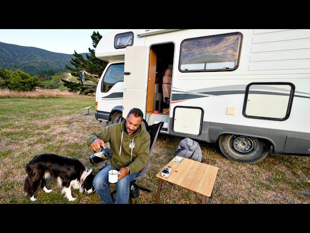 Camping In Vintage Japanese RV With Dog