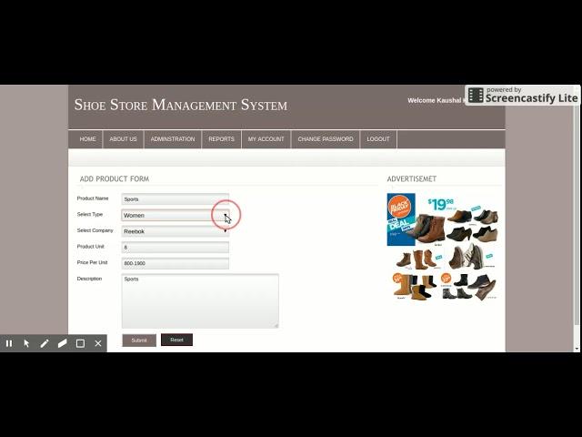 PHP And MySQL Project On Shoe Store Management System