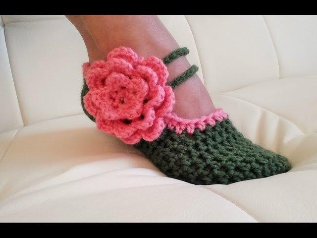 Crochet Glama's Fancy Mary Jane Slippers