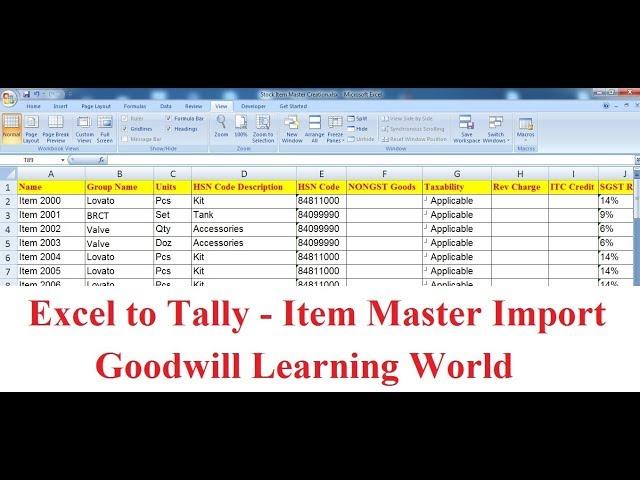 Tally TDL for Excel to Tally -  Stock Item Master Import with Group and Stock Units