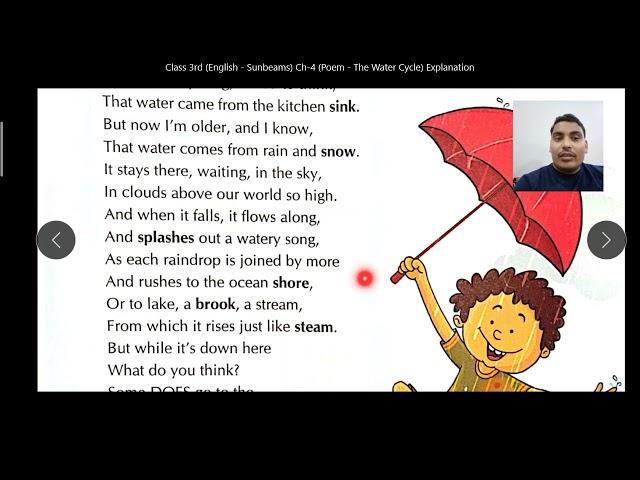 Class 3rd (English - Sunbeams) Ch-4 (Poem - The Water Cycle) Explanation