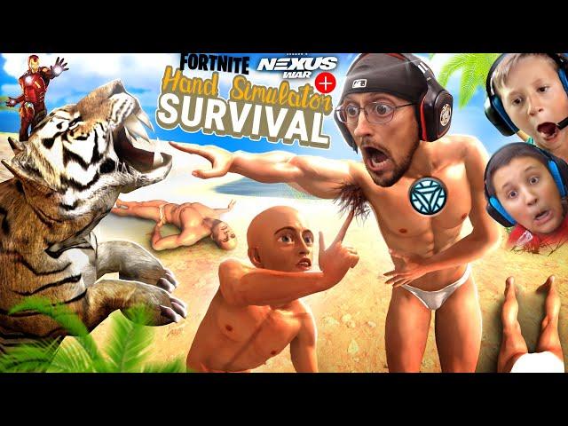 HAND SIMULATOR: Living with TIGERS! (FGTeeV Boys Survival or Not #2) + FORTNITE Iron Man Ch 2 S4