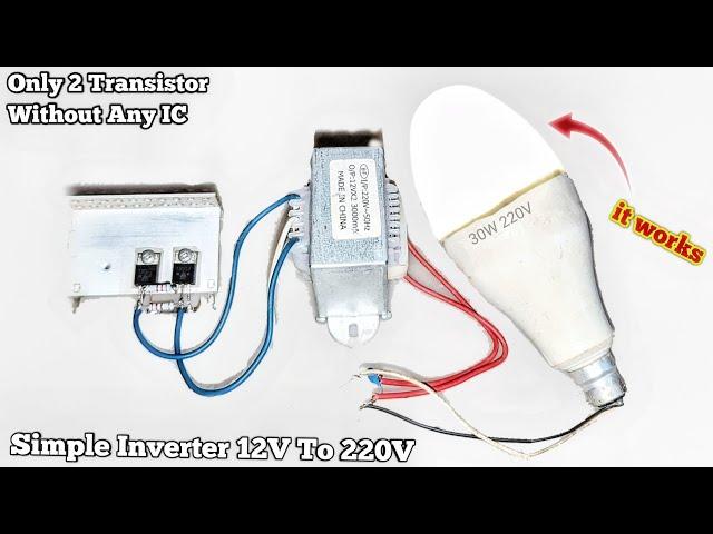 Simple inverter at home using only 2 Transistors!