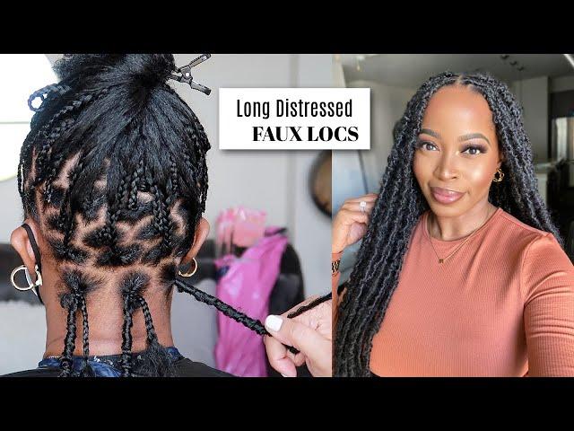  OMG! Long DISTRESSED FAUX LOCS So Natural| Knotless Crochet BUTTERFLY LOCS ft. Janet Collection