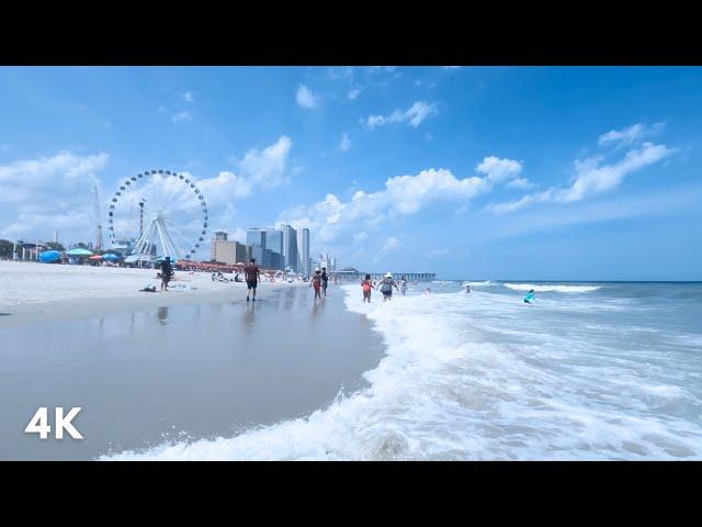 Myrtle Beach, South Carolina 4K Walk, Binaural Ocean Waves  ASMR