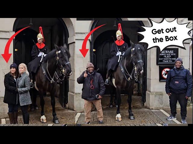 Kings Guard Has Had Enough at these Disrespectful Tourists "GET OUT THE BOX"