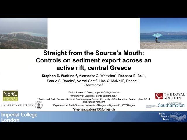 2.2 Stephen Watkins - Straight from the source’s mouth: Sediment export in an active rift, Greece