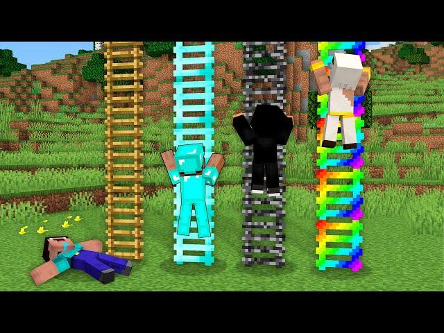 LONG LADDER CHALLENGE! Minecraft NOOB vs PRO vs HACKER vs GOD! 100% TROLLING GIANT LADDER BATTLE