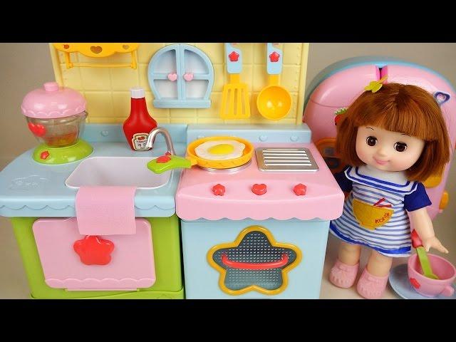 Baby Doll Kitchen and play doh cooking toys play