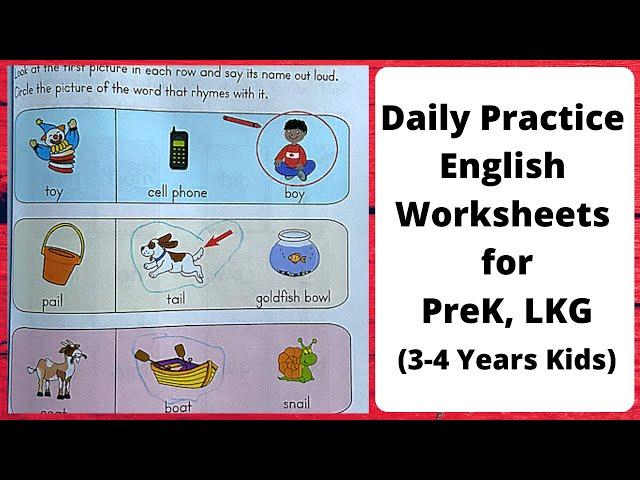 Daily Practice English Worksheets for 3-4 Years Kids | DIY Activity Sheets for PreK, LKG