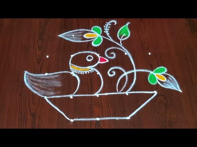 Daily rangoli || birds rangoli || kolam designs ||