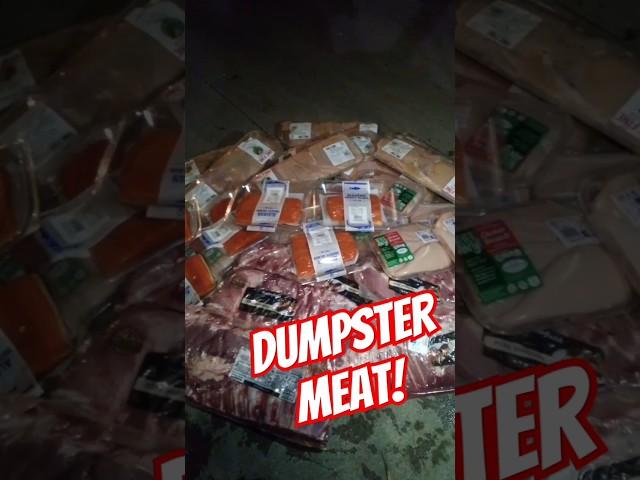 Biggest Dumpster Meat Score Yet UNREAL! #dumpsterdiving #dumpsterfood #ribs #salmon #chicken #shorts