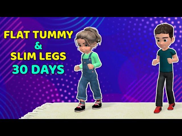 30-DAY CHALLENGE: FLAT TUMMY + SLIM LEGS KIDS WORKOUT